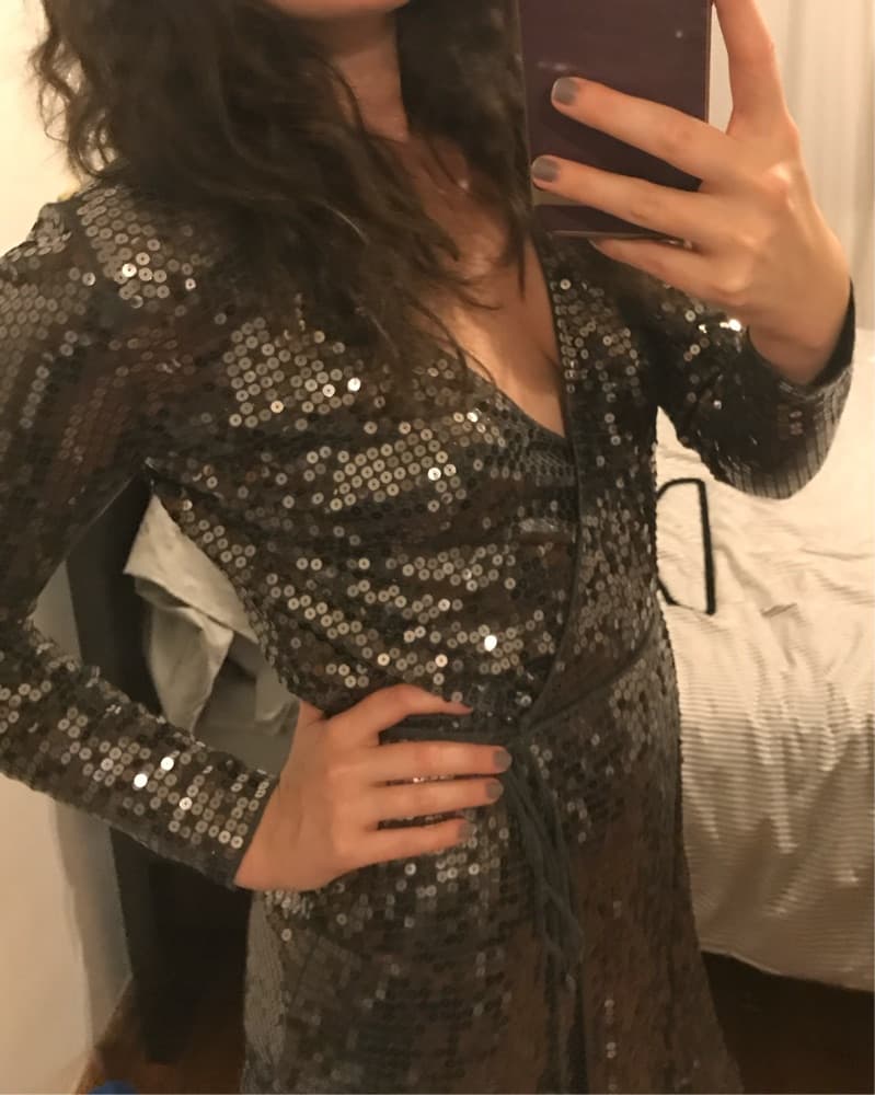 Sparkling Sequin Wrap Dress - Image 4