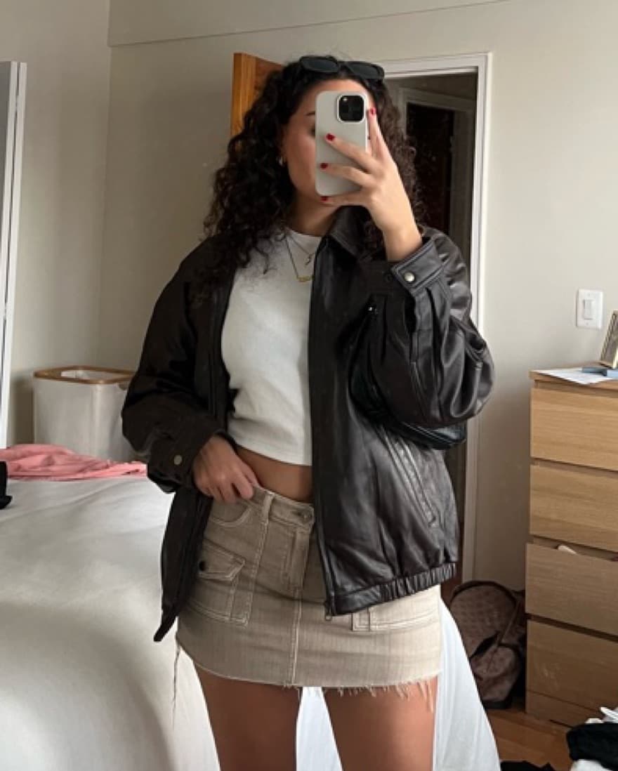 Vintage Brown Leather Bomber - Image 4