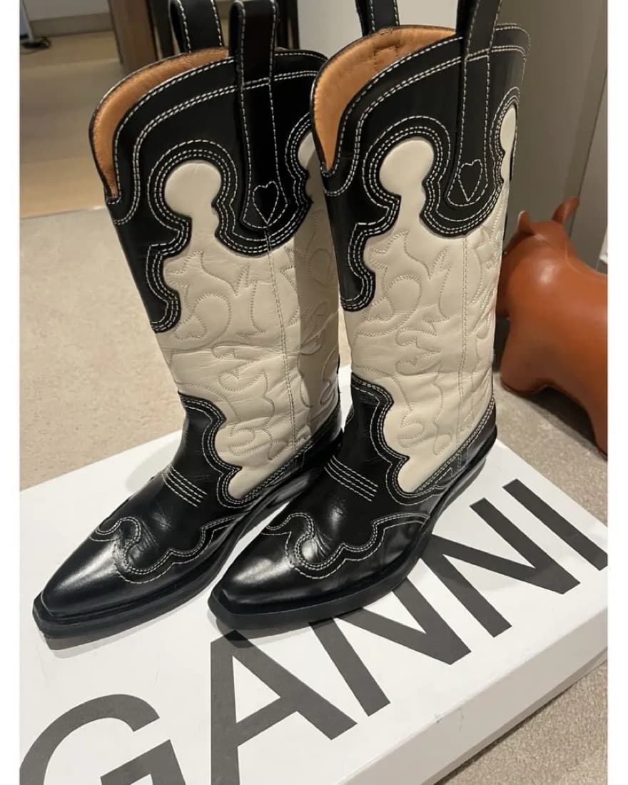 Ganni Cowboy Leather Boots  - Image 3