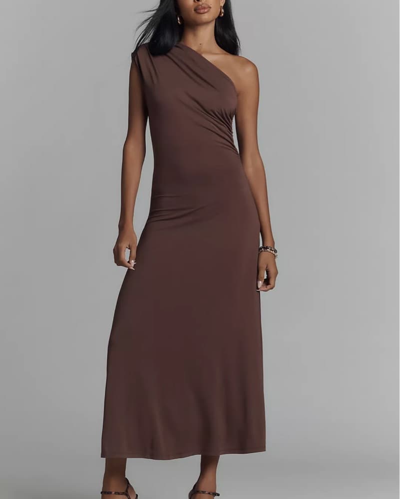 Brown One Shoulder Dress - Image 2