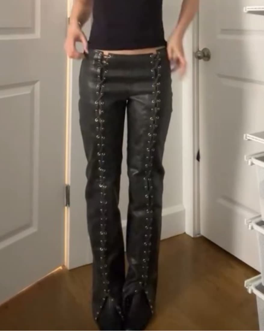Saks Potts Lace Up Leather Pants - Image 3