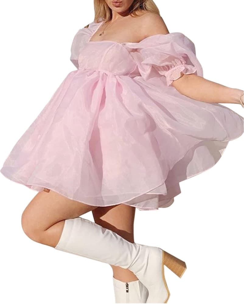 Dreamy Ballerina-Inspired Puff Sleeve Dress - Image 1