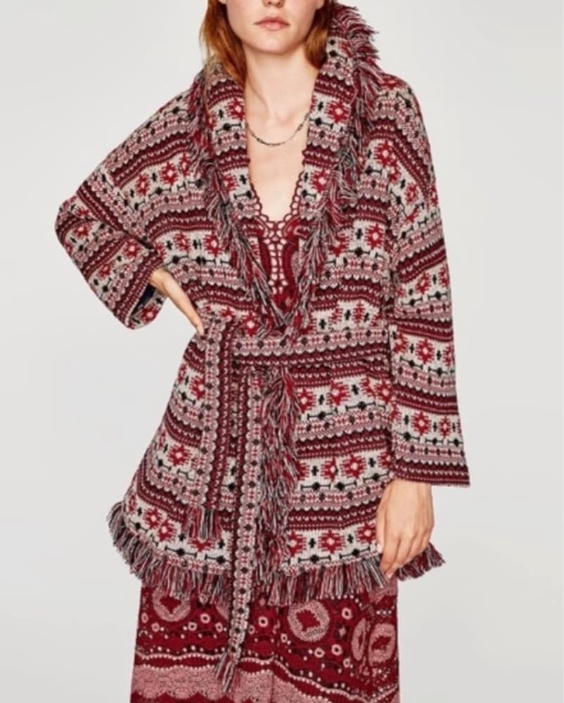 Thrifted Fringe Southwestern Coatigan - Image 1