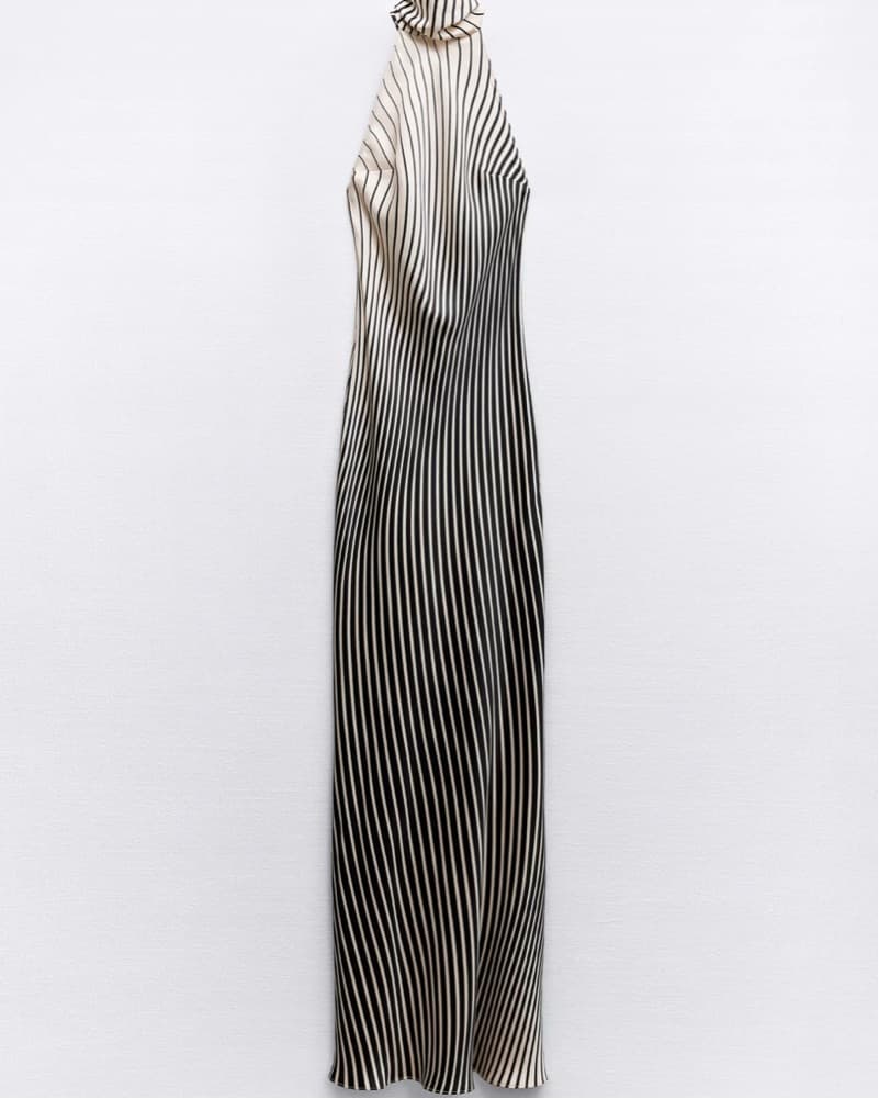 Zara Satin Effect Striped Dress - Image 1