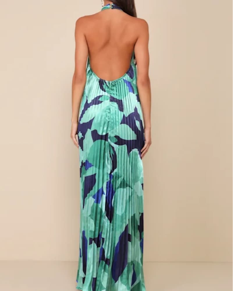 Green and Blue Abstract Maxi Dress - Image 2