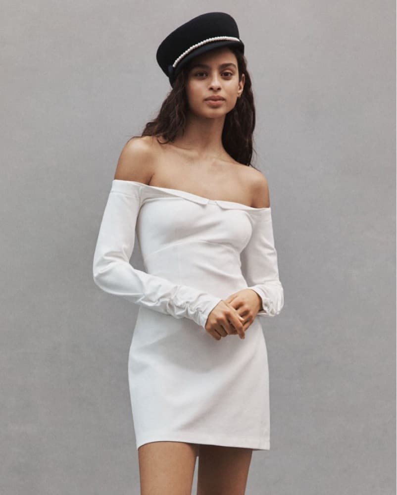 Elegant White Off-The-Shoulder Dress - Image 1