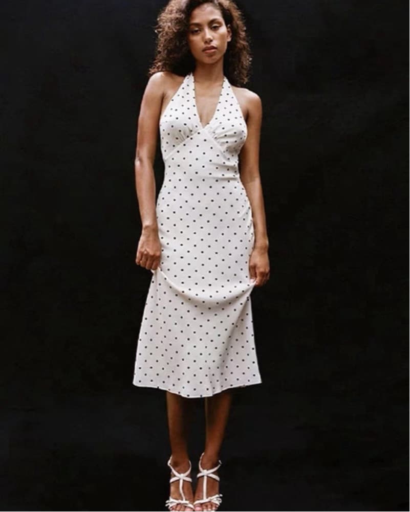 Reformation Polk a Dot Halter Dress - Image 3