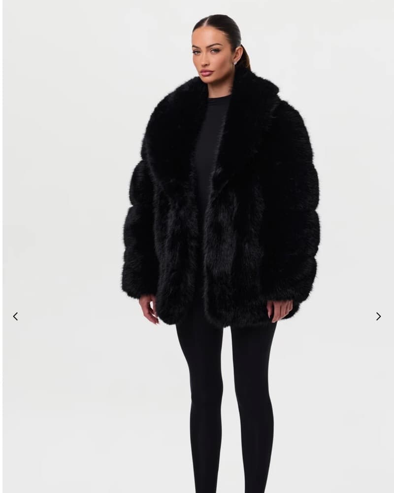 Naked Wardrobe  Faux Mink Coat Black - Image 2
