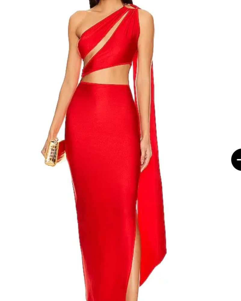Khanum’s Cut Out Red Draped Maxi Dress 0 - Image 1