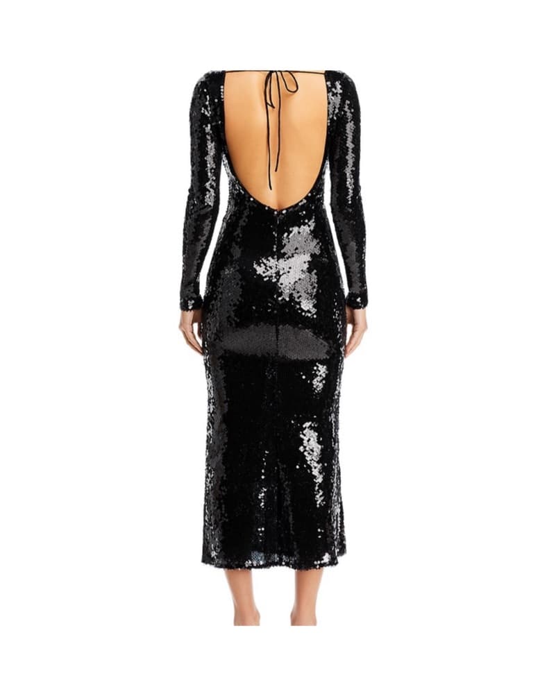 Sequin Black Midi Dress - Image 6
