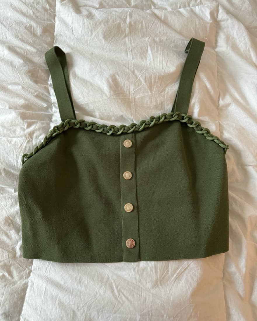Maje Chain Embellished Crop Top - Image 2