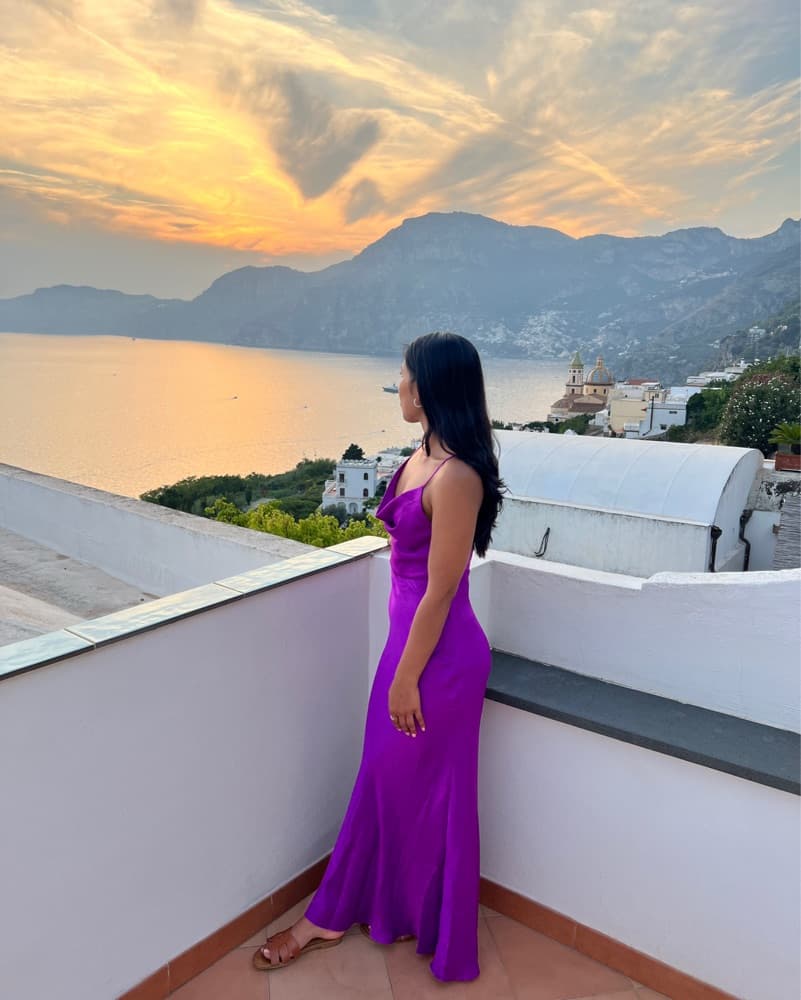 Puple Satin Maxi Dress  - Image 3