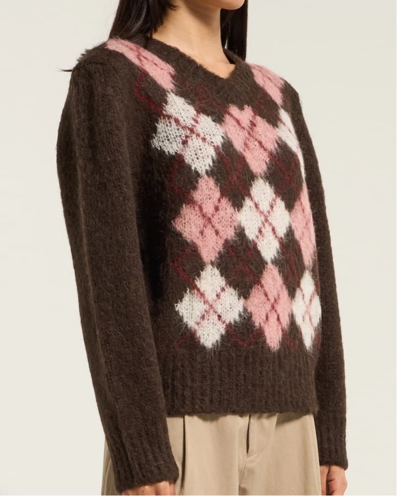 Cozy Argyle Knit Sweater - Image 2
