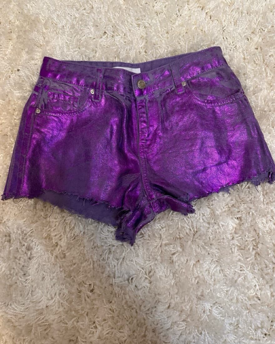 Metallic Denim Shorts - Image 2