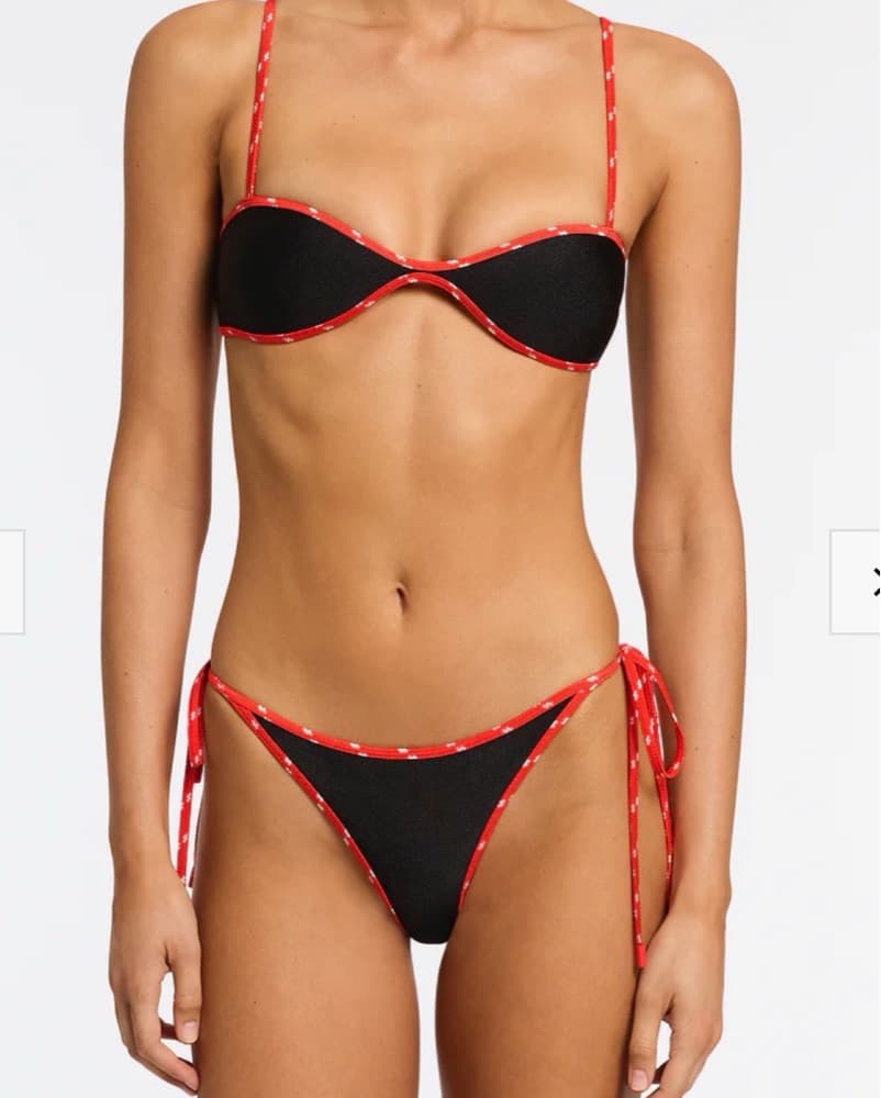 Sleek Black and Red Neoprene Bikini - Image 2