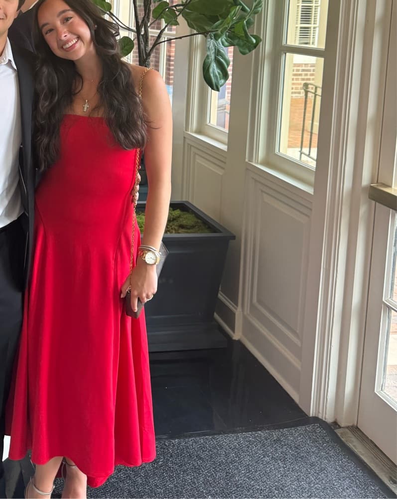 Red Strapless Hi Low Dress - Image 3