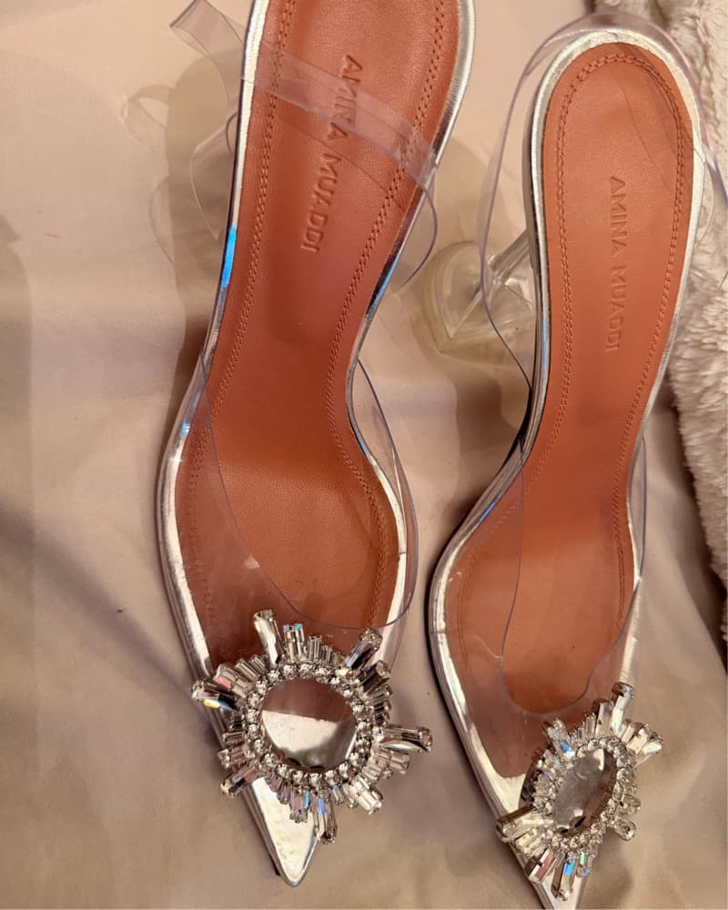 Amina Muaddi Clear Crystal Slingback - Image 2
