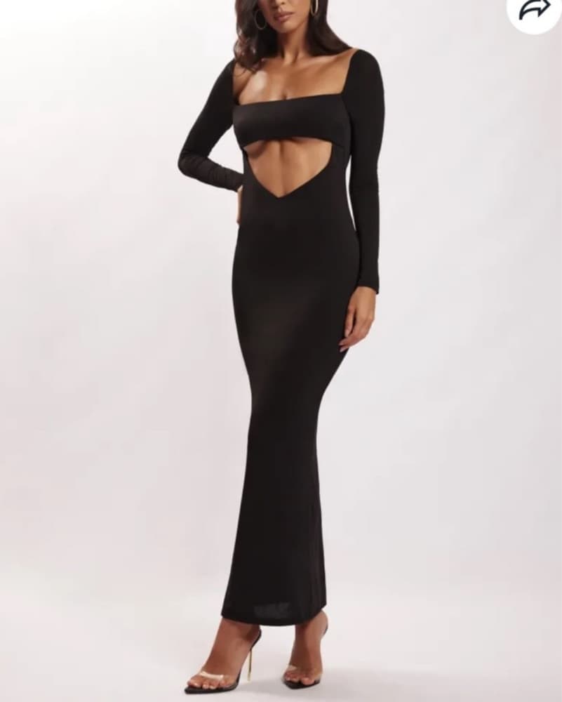 Black Cutout Backless Dress - Image 2