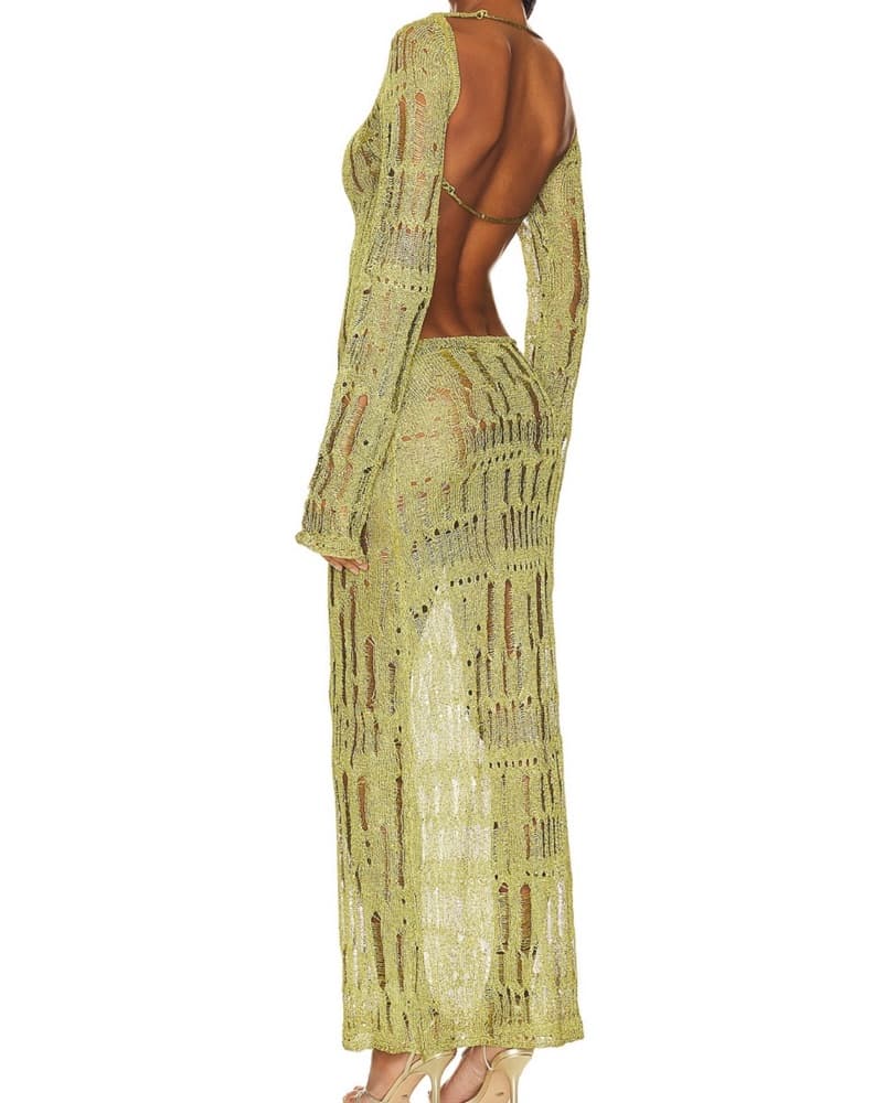 Sparkling Emerald Green Maxi Dress - Image 2