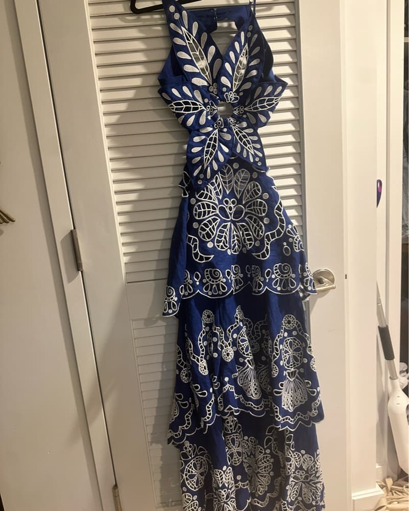 Stunning Farm Rio Blue Tropical Dress - Image 4