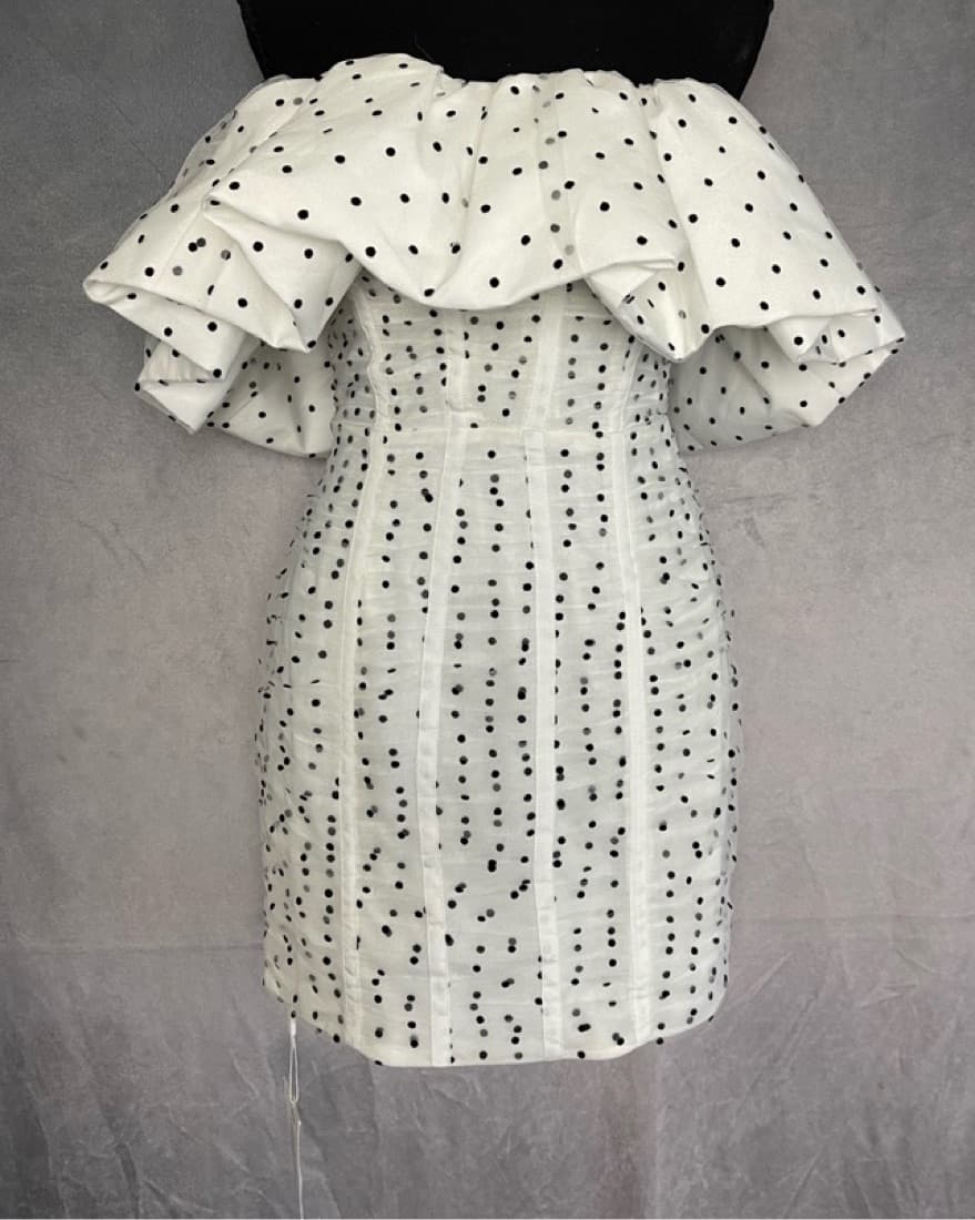 Self Portrait Dot Mesh Frill Mini Dress - Image 2