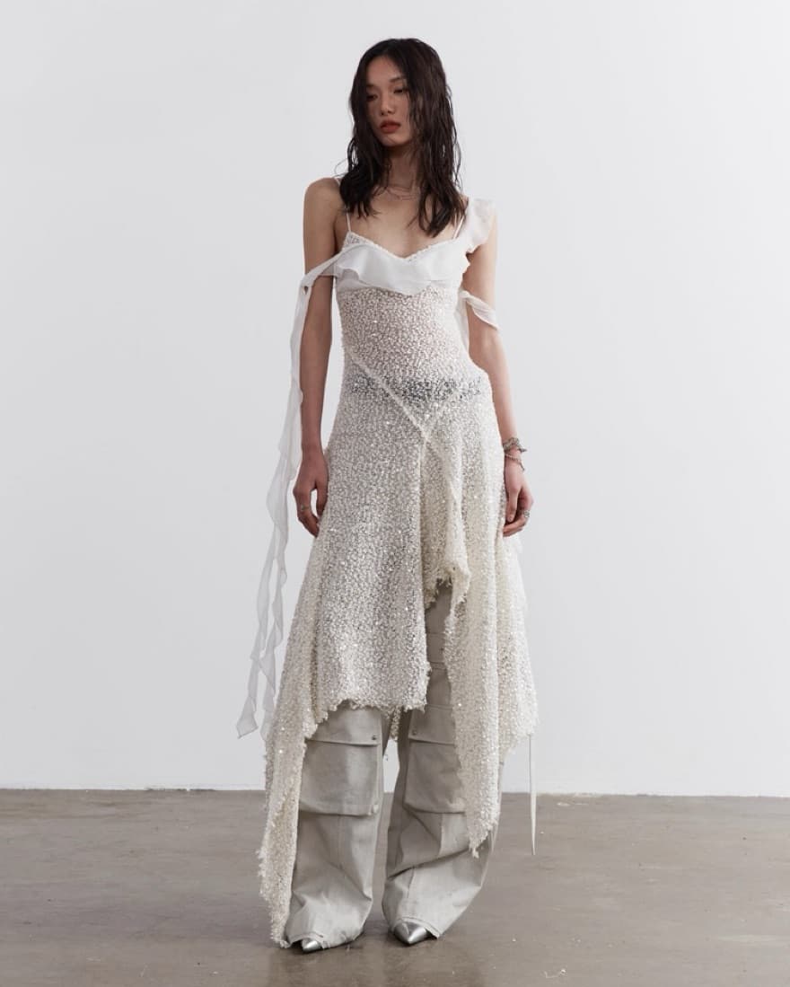 Knit Glitter White Dress - Image 1