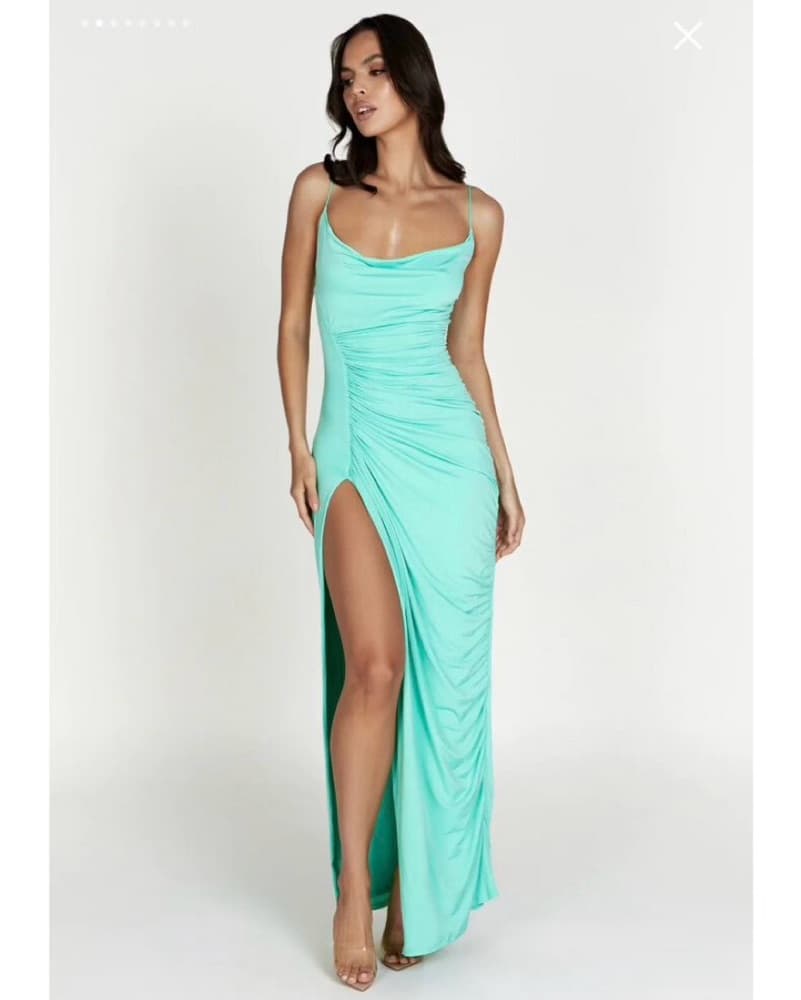 Meshki Ruched Maxi Dress In Mint  - Image 1