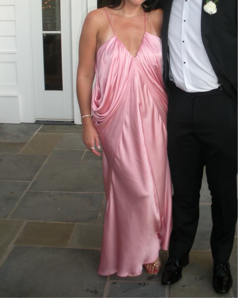 Elegant Draped Pink Dress - Image 1