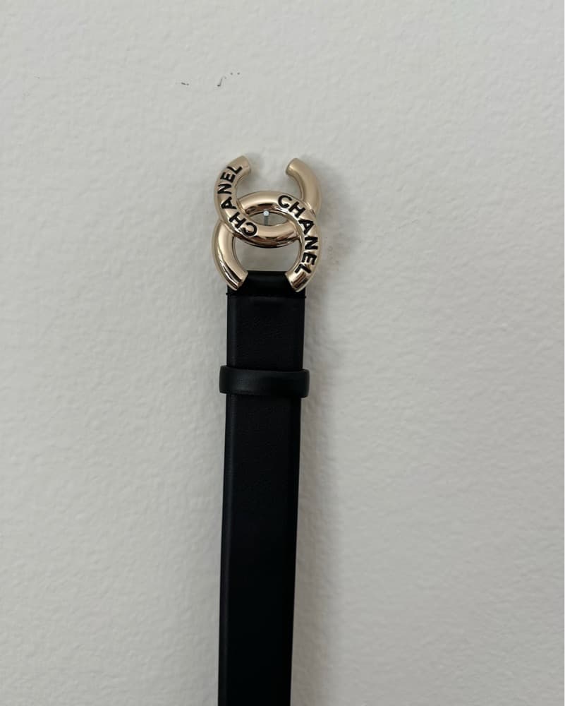 Chanel Black Leather Belt - Image 1