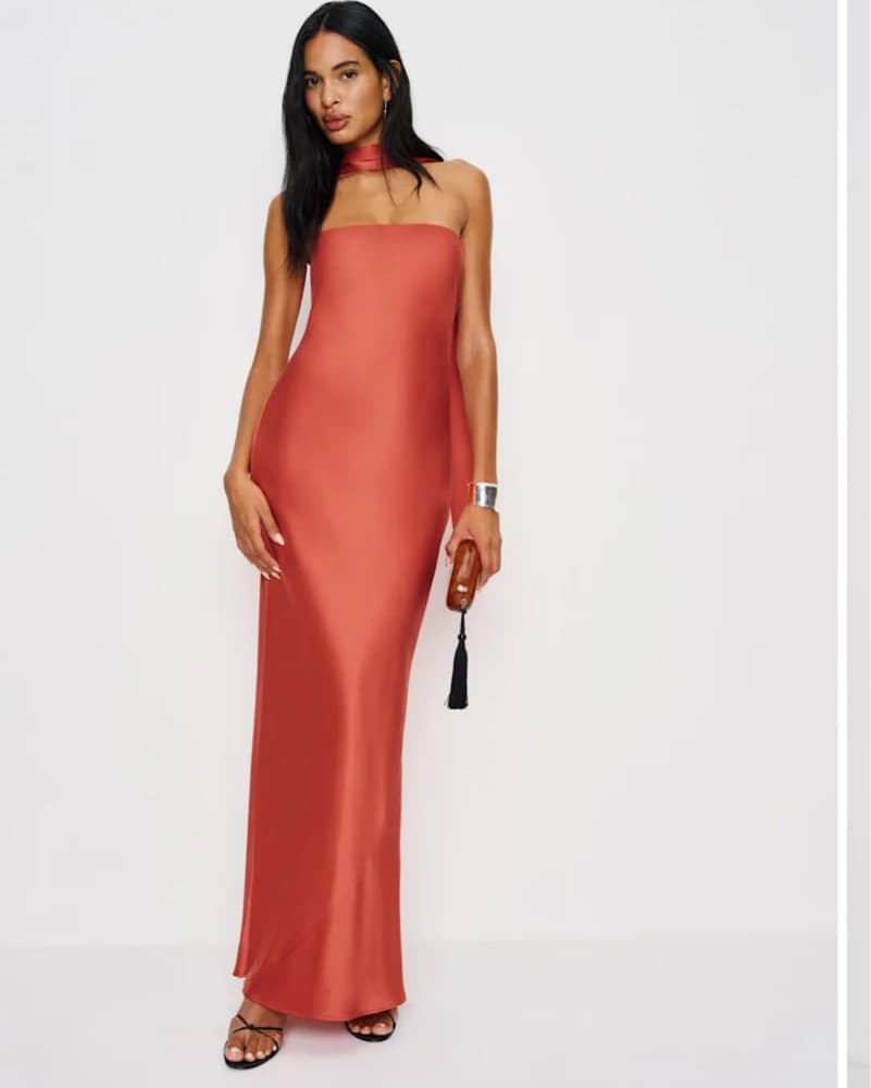 Reformation Oren Silk Wedding Guest Dress - Image 2