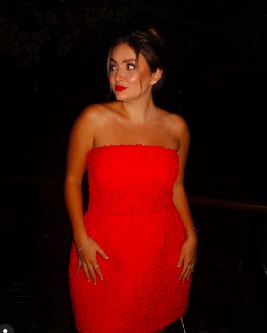 Vibrant Red Textured Mini Dress - Image 2