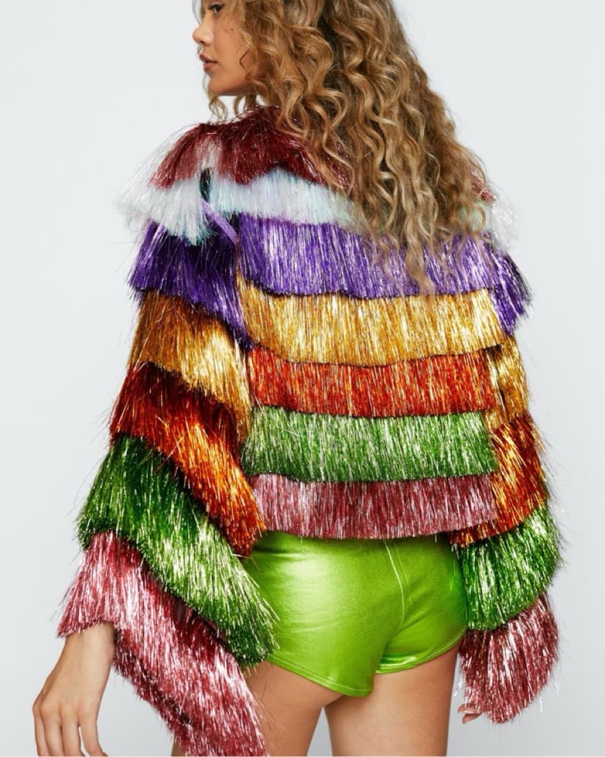 Nasty Gal Rainbow Tiered Tassel Jacket - Image 4