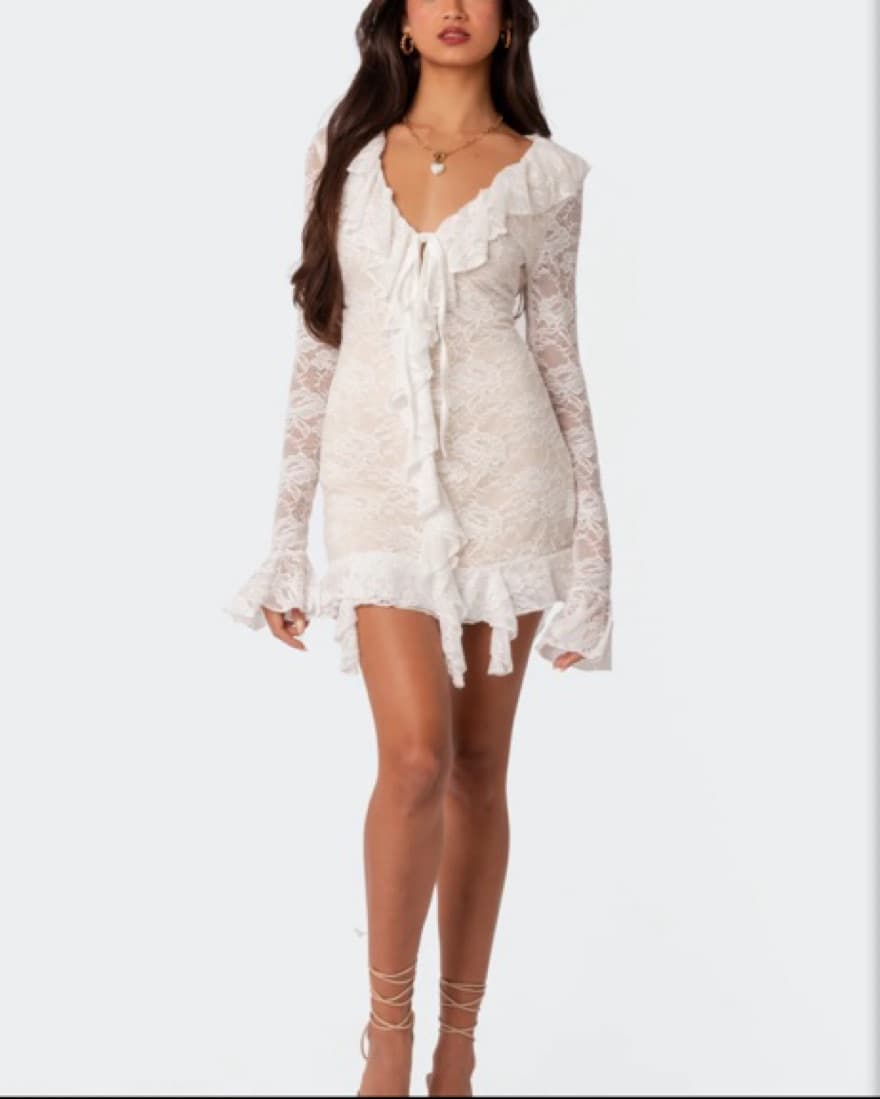 Edikted Josephine Ruffle Lace Dress - Image 3