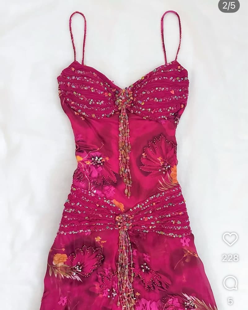 VINTAGE SUE WONG Floral Sequin Dress - Image 2