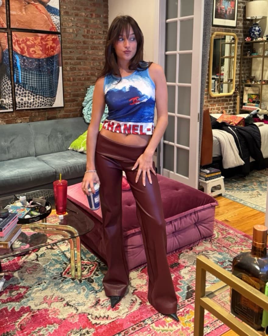 Khy Merlot Fold Over Leather Pants - Image 1