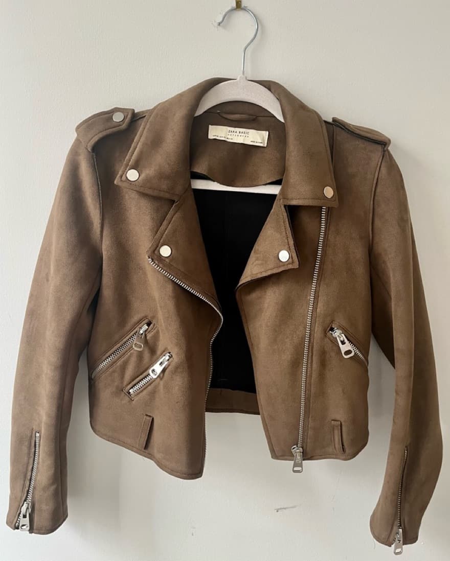 Zara Faux Suede Brown Moto Jacket  - Image 1