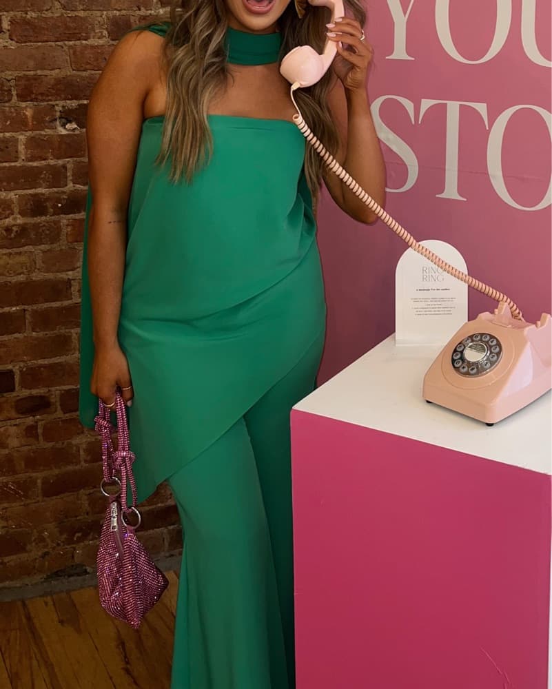 Green Strapless Set With Neck tie - Image 2