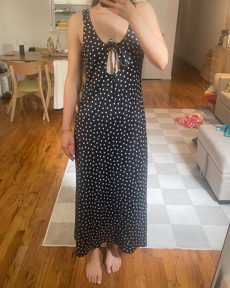 Polka Dot Midi Dress Wirh Keyhole  - Image 1