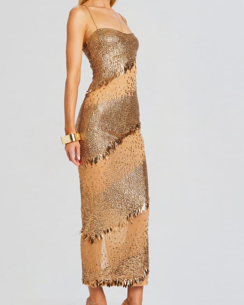 Retrofete Gold Formal Dress - Image 2