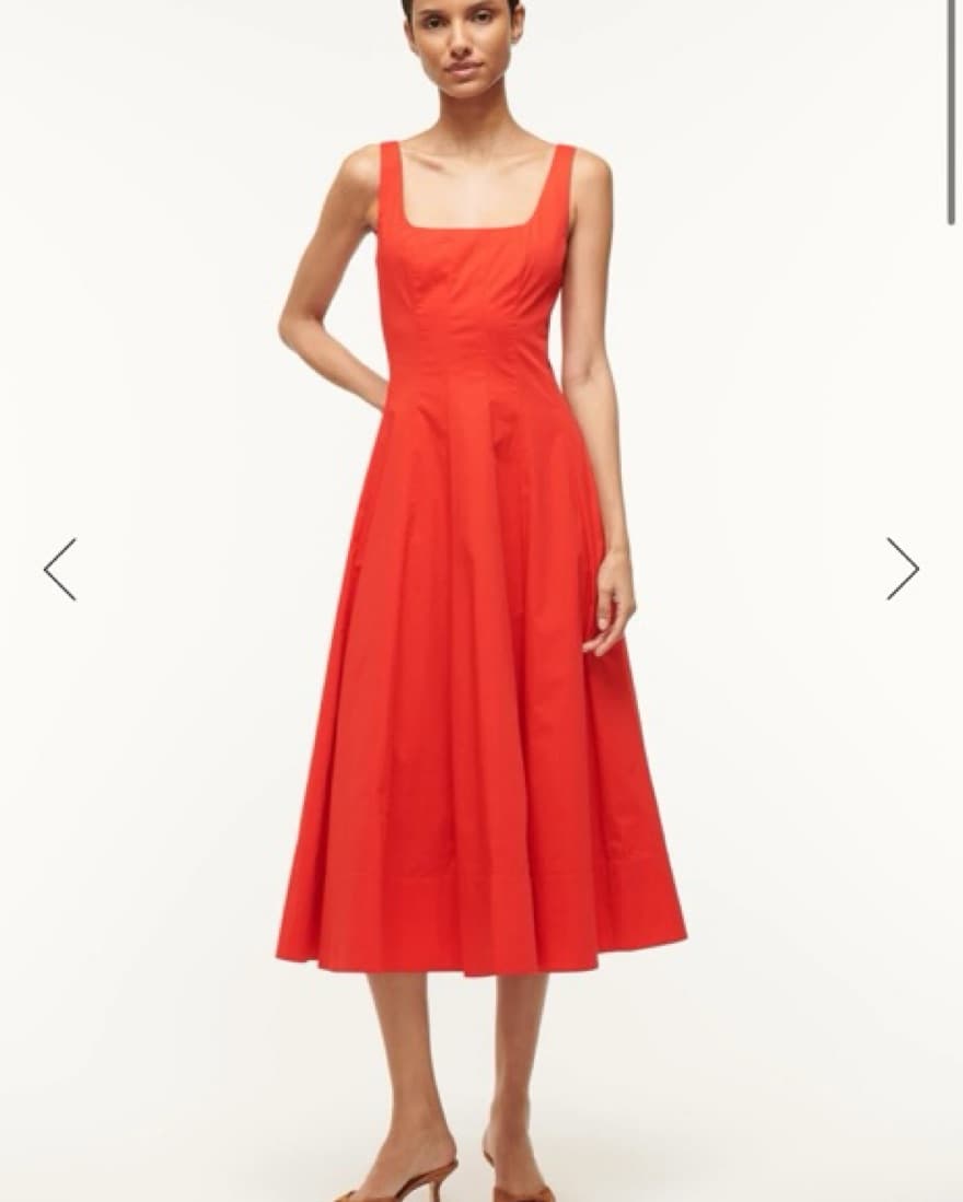 Staud Red Wells Midi Dress - Image 1