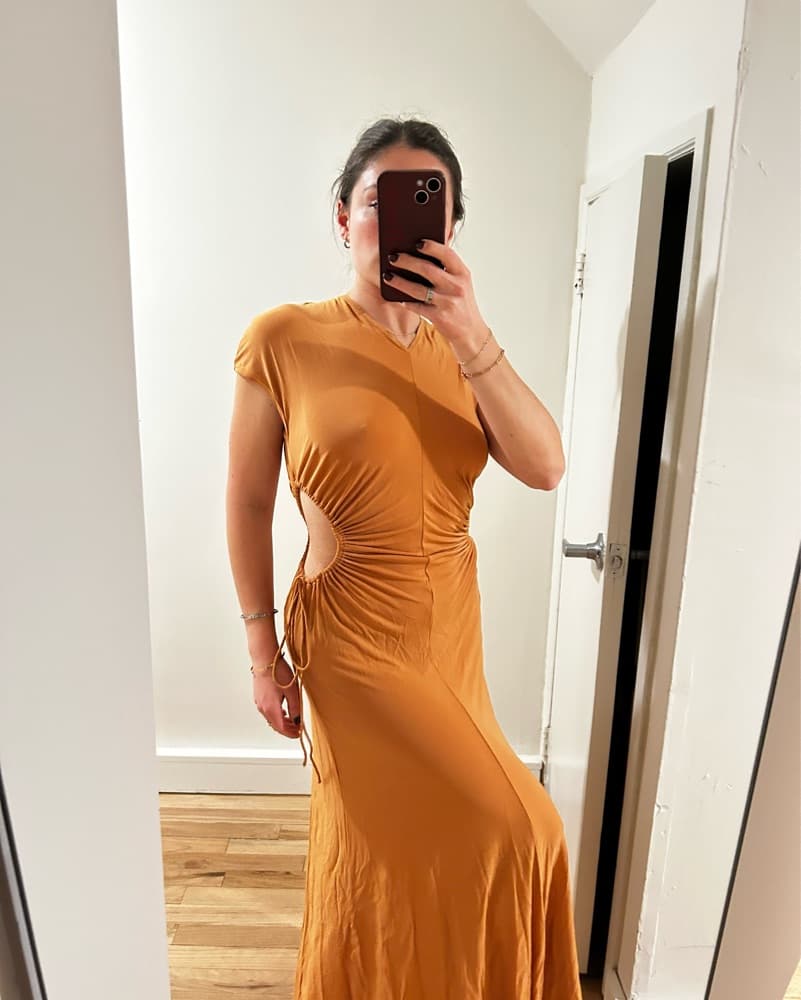 Radiant Ochre Midi Dress - Image 1
