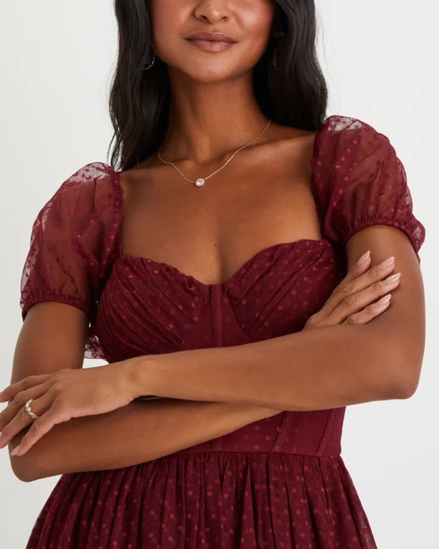 Lulus Burgundy Tulle Dress  - Image 3
