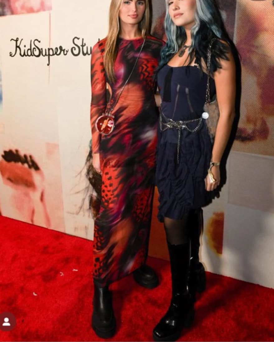 Long Sleeve Mesh Print Maxi Dress - Image 2
