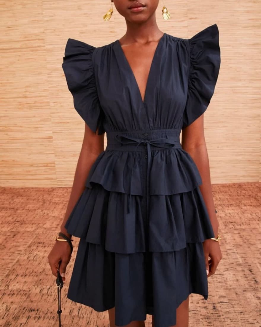 Ulla Johnson Ruffled Navy Dress - Image 3
