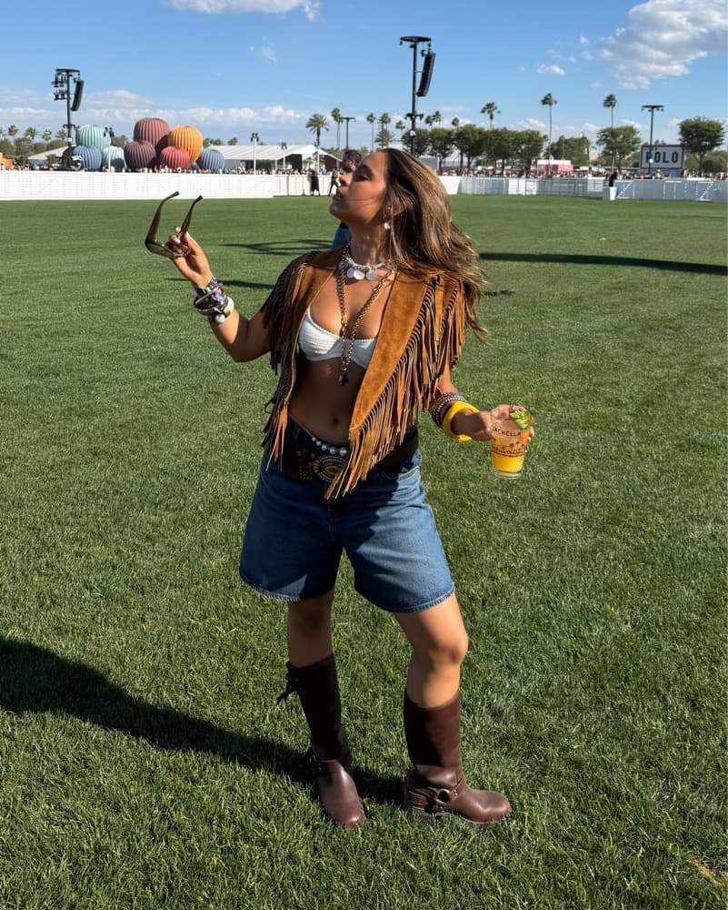 Brown Suede Fringe Collar Vest + belt and jewelry  - Image 2