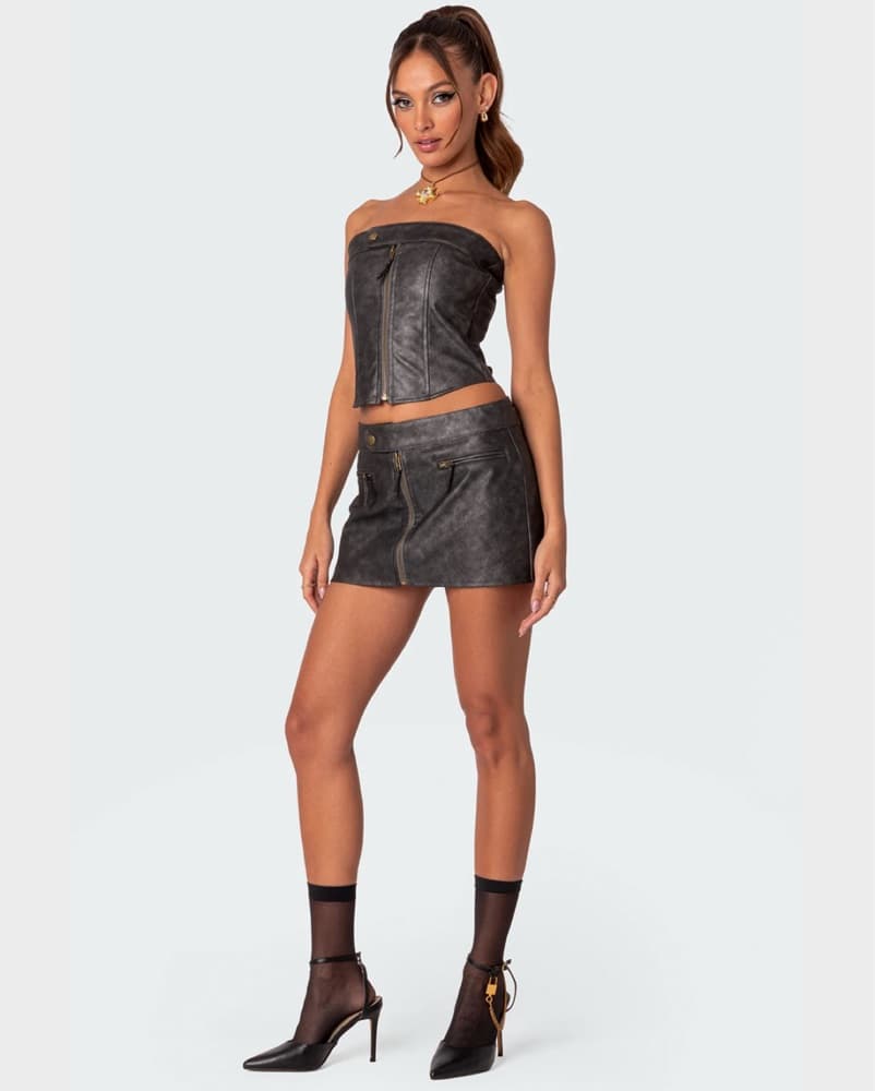Ziva Faux Leather Lace Up Corset - Image 3