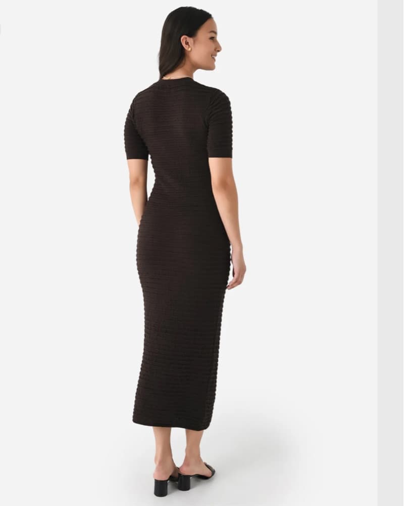 Frame Silk Knot Dress - Espresso - Image 4