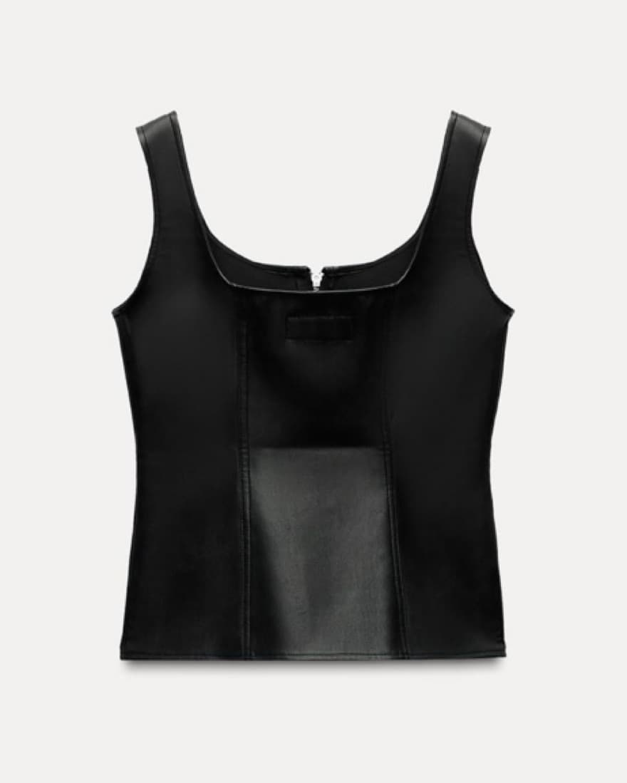 Zara Faux Leather Zippered Top  - Image 3