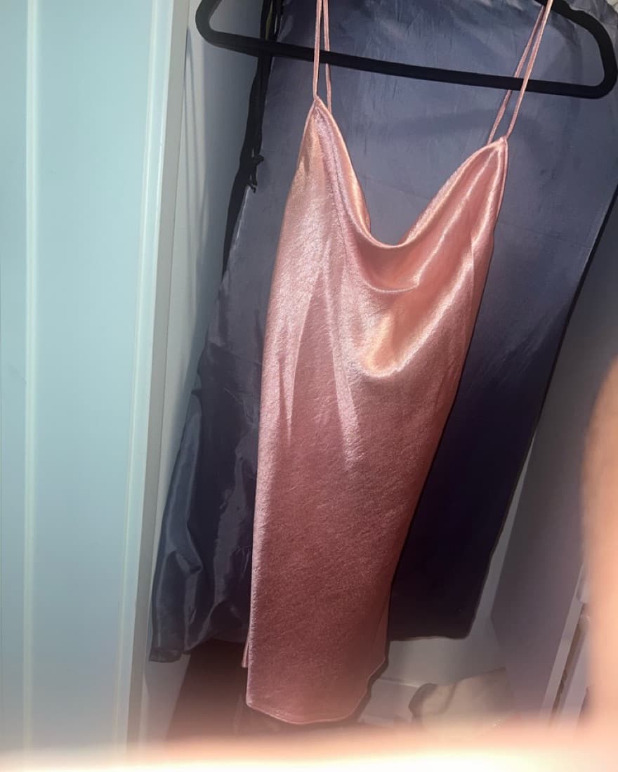 Pink Satin Mini Dress - Image 3