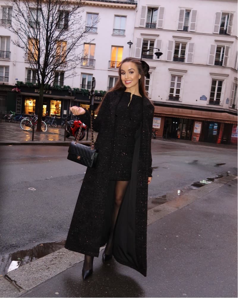 Heiress Elegant Tweed Sequin Maxi Coat - Image 1